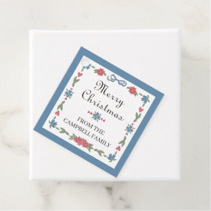 Blue Red Nordic Frame Merry Christmas To From Favour Tags