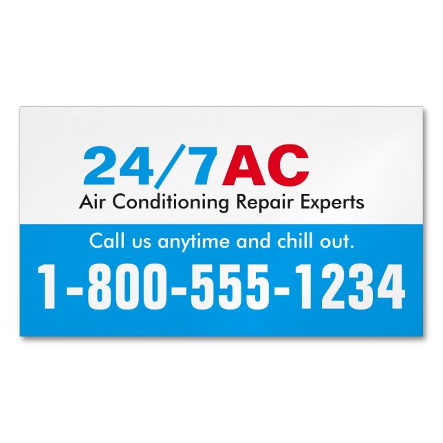 Blue & Red Number Reminder Magnetic Business Card (Front)