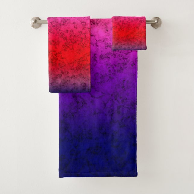 Blue-red Ombre Bath Towel Set (Insitu)