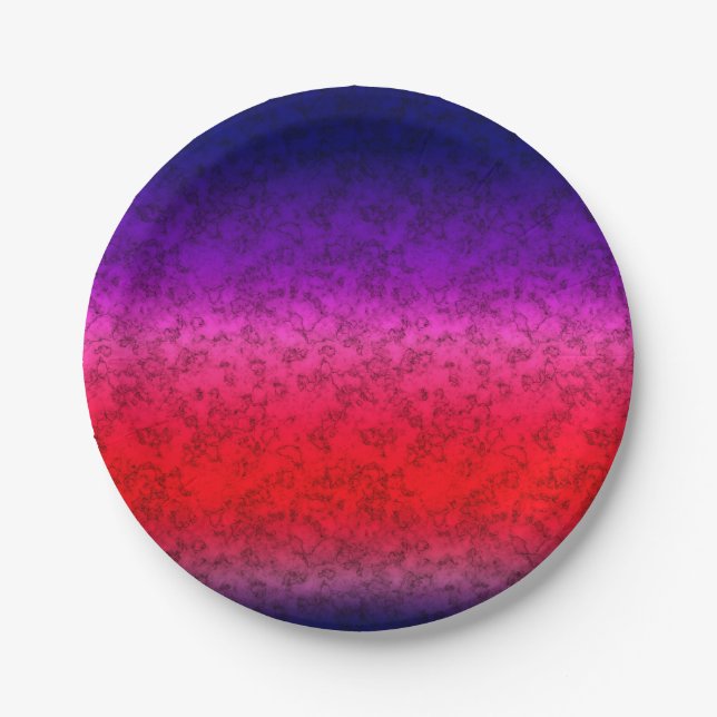Blue-red Ombre Paper Plate (Front)