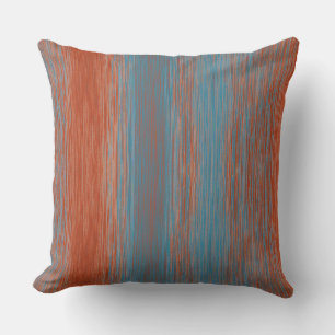 Blue Red Orange Abstract Blended Stripes Cushion
