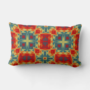 Blue, red, Orange and yellow geometric Lumbar Cushion