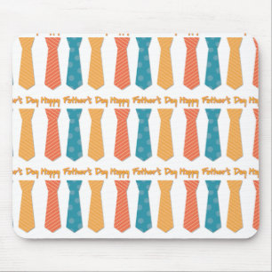 Blue Red Orange Stripes Ties Happy Father's Day Mouse Pad