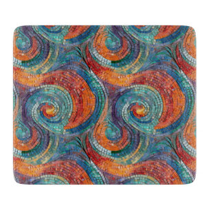 Blue Red Orange Swirl Cutting Board