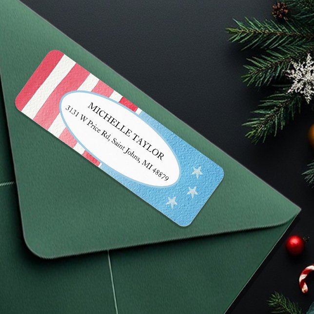 Blue Red Patriotic Rustic Flag Return Address Label (Creator Uploaded)