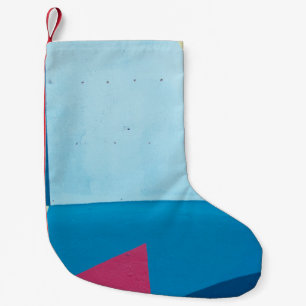 Blue, red, pink, and yellow abstract painting small christmas stocking