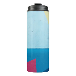 Blue, red, pink, and yellow abstract painting thermal tumbler