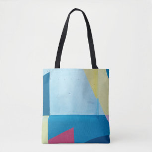 Blue, red, pink, and yellow abstract painting tote bag