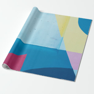 Blue, red, pink, and yellow abstract painting wrapping paper
