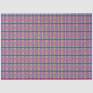Blue Red Pink Gold Plaid Christmas Tissue Paper
