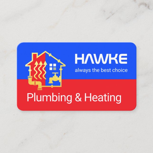 Blue Red Plumbing Heating Pipe Frame Business Card (Front)