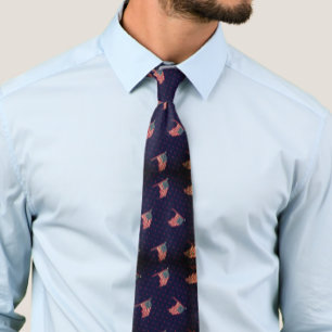 BLUE RED POLKA DOT AMERICAN FLAGS TIE