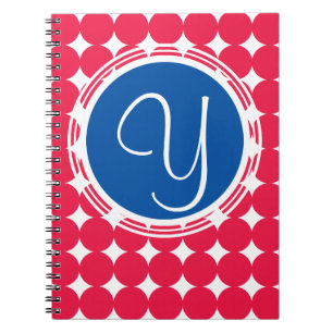 Blue & Red Polka Dot Monogram Notebook