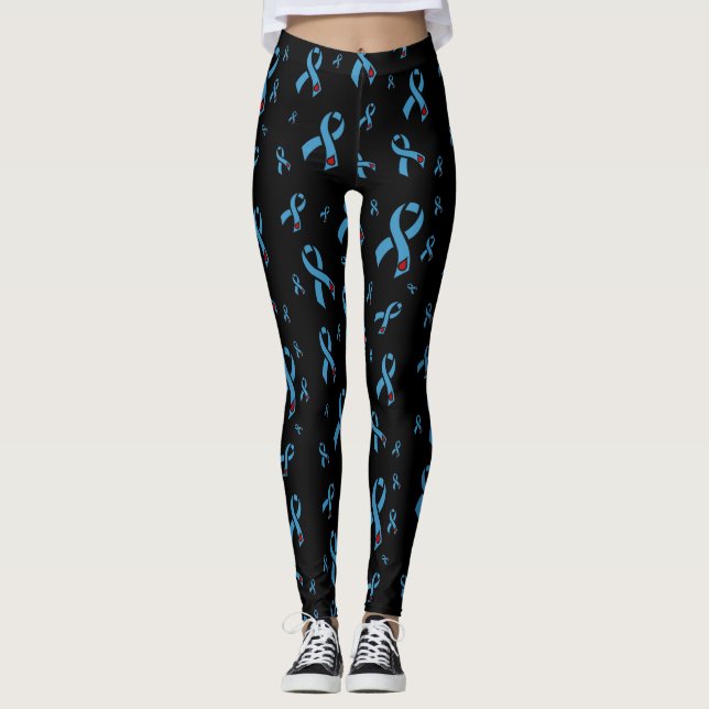 Blue/Red Ribbons...Diabetes Leggings (Front)