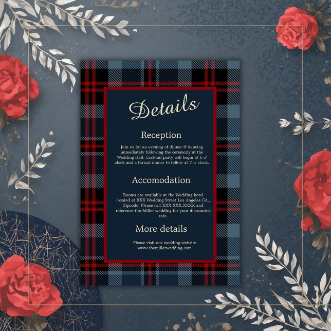 blue red scottish wedding celtic tartan plaid enclosure card (Creator Uploaded)
