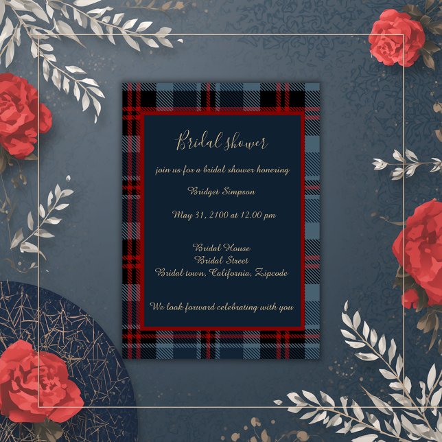blue red scottish wedding celtic tartan plaid invitation (Creator Uploaded)