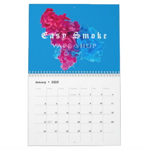 Blue Red Smoke Vape Shop Business Calendar