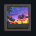 Blue Red Sunset Exotic Hawaiian Beach Palm Trees Jewellery Box<br><div class="desc">Retro Exotic Travel Places Photography - Vintage Palm Tree & the Beach Photo Artwork</div>