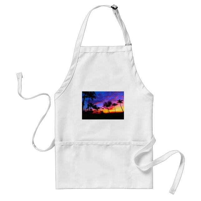 Blue Red Sunset Exotic Hawaiian Beach Palm Trees Standard Apron (Front)
