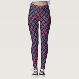 Blue Red Swirl Abstract Pattern Leggings