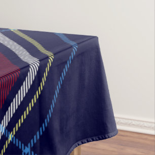 Blue Red Tartan Monogram in Celtic Lion Font Tablecloth
