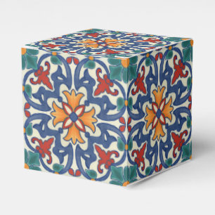 Blue Red Teal Orange White Azulejos Pattern Favour Box