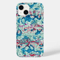 Blue Red Teal Spotted Graphic Abstraction