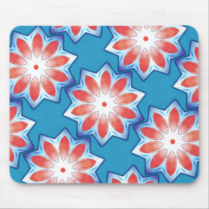 Blue red ten stub star kaleidoscope in soft shiny  mouse pad