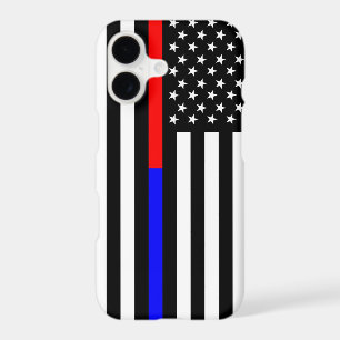 blue red thin line police firefighters symbol usa