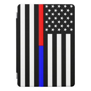 blue red thin line police firefighters symbol usa iPad pro cover