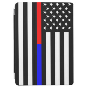 blue red thin line police firefighters symbol usa iPad air cover
