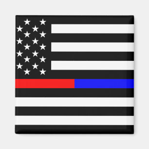 blue red thin line police firefighters symbol usa magnet