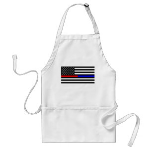 blue red thin line police firefighters symbol usa standard apron