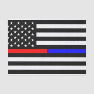 blue red thin line police firefighters symbol usa tissue paper