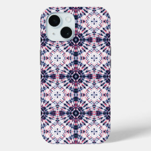 Blue & Red Tie Dye Pattern iPhone 15 Case