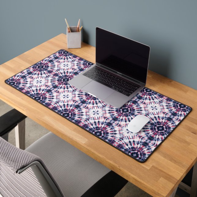 Blue & Red Tie Dye Pattern Desk Mat (Office 2)