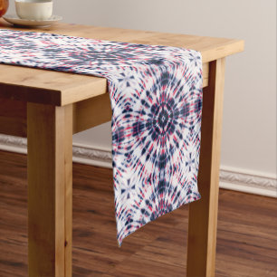 Blue & Red Tie Dye Pattern Medium Table Runner