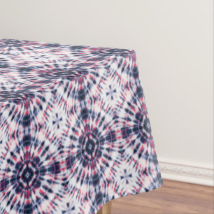 Blue & Red Tie Dye Pattern Tablecloth