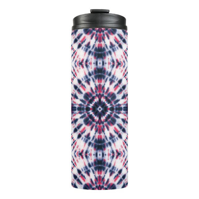 Blue & Red Tie Dye Pattern Thermal Tumbler (Front)