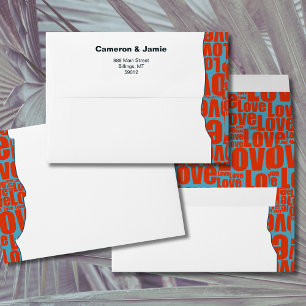 Blue Red Typography Border Wedding Invitation Envelope