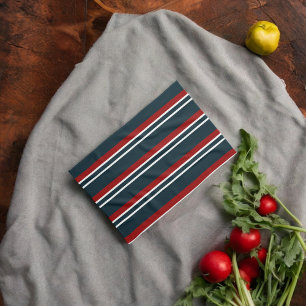 Blue Red uniform Stripes Tea Towel