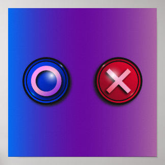 Blue Red Voting Buttons Gradient Gaming Wall Art