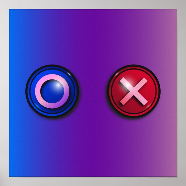 Blue Red Voting Buttons Gradient Gaming Wall Art (Front)