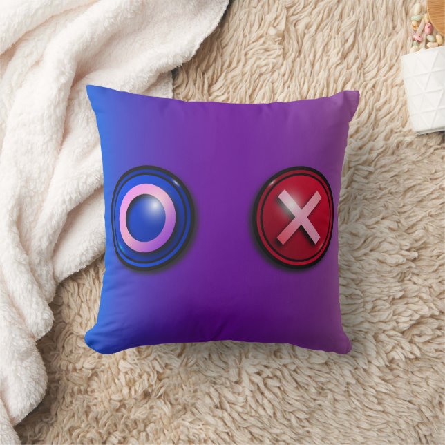 Blue Red Voting Buttons Gradient Throw Pillow (Blanket)