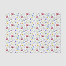 Blue Red Watercolor Wildflower