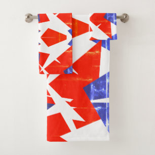 Blue Red White Abstract Art Bath Towels