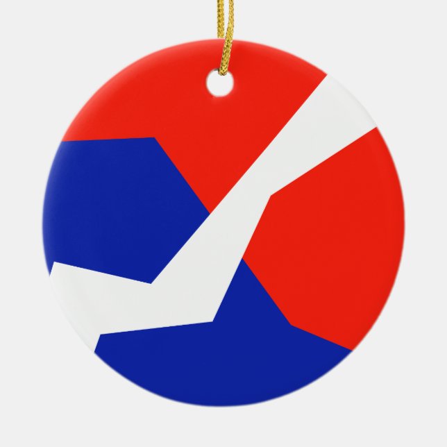 Blue Red White Flag Colours Ceramic Ornament (Front)