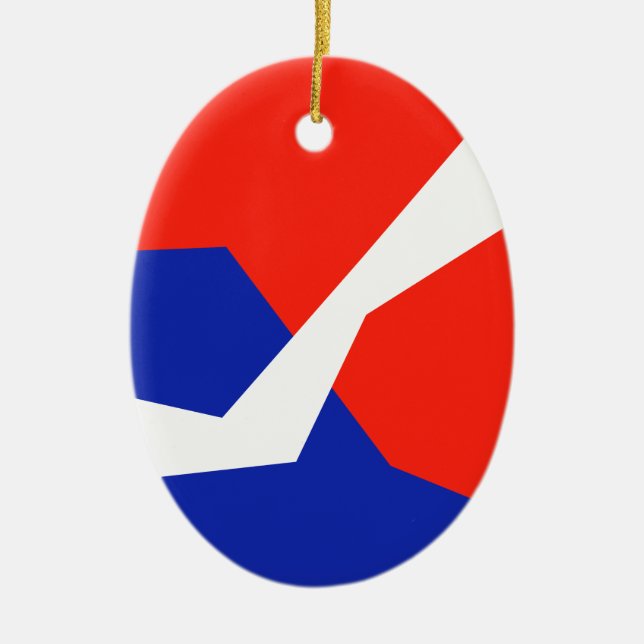 Blue Red White Flag Colours Ceramic Ornament (Front)
