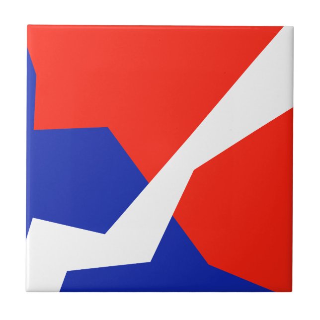 Blue Red White Flag Colours Ceramic Tile (Front)