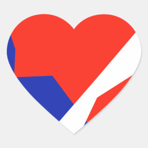 Blue Red White Flag Colours Heart Sticker